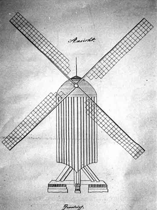 Ansicht der Kornwindmühle 1857