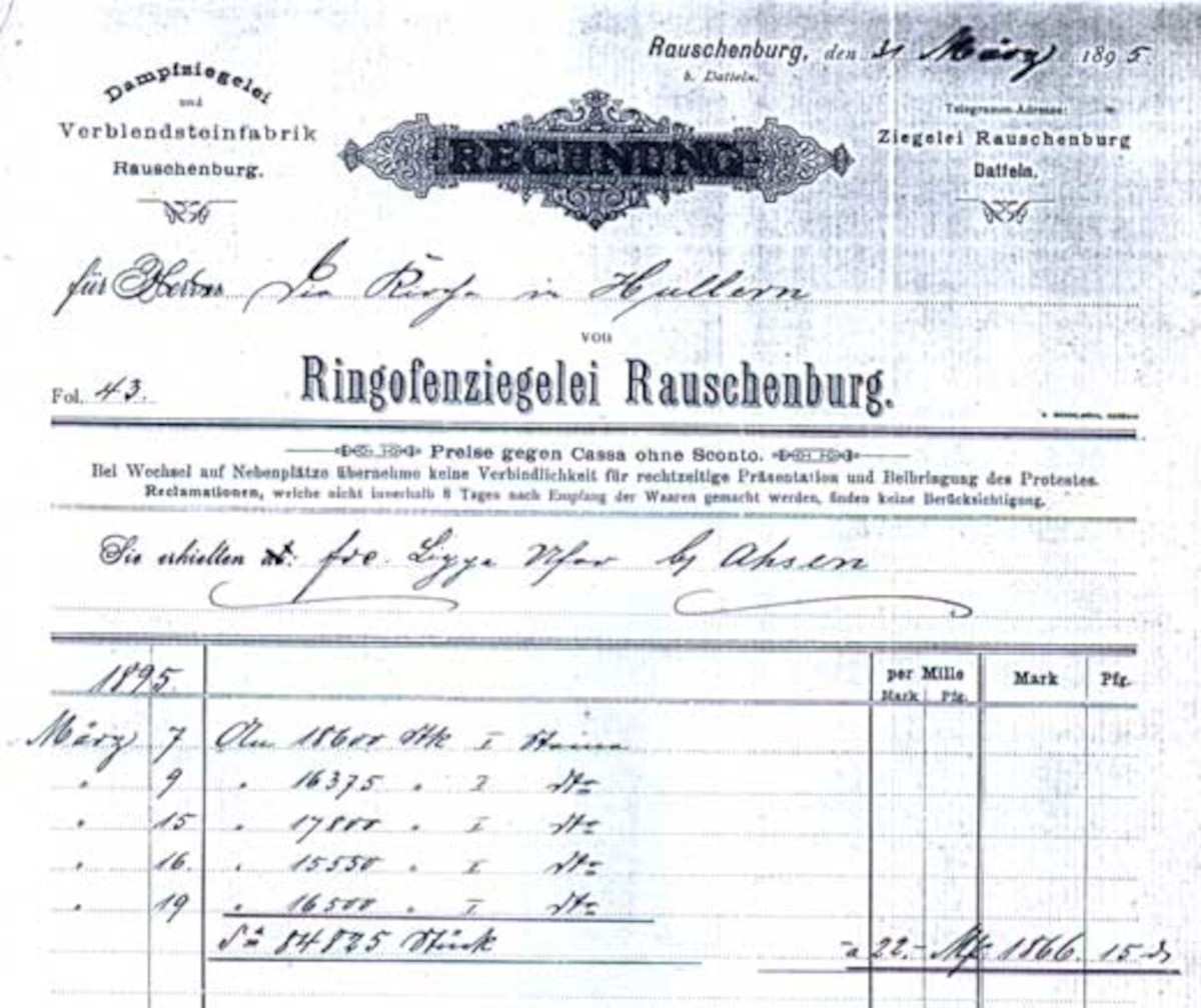 Rechnung Ringofen-Ziegelei